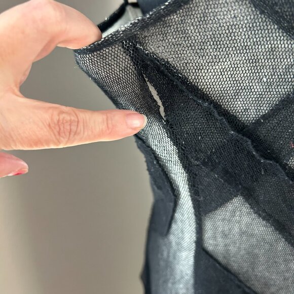 BCBG MaxAzria Dress Black Sheer Geometric Pattern Cream Slip Sleeveless SZ12 - Picture 4 of 6